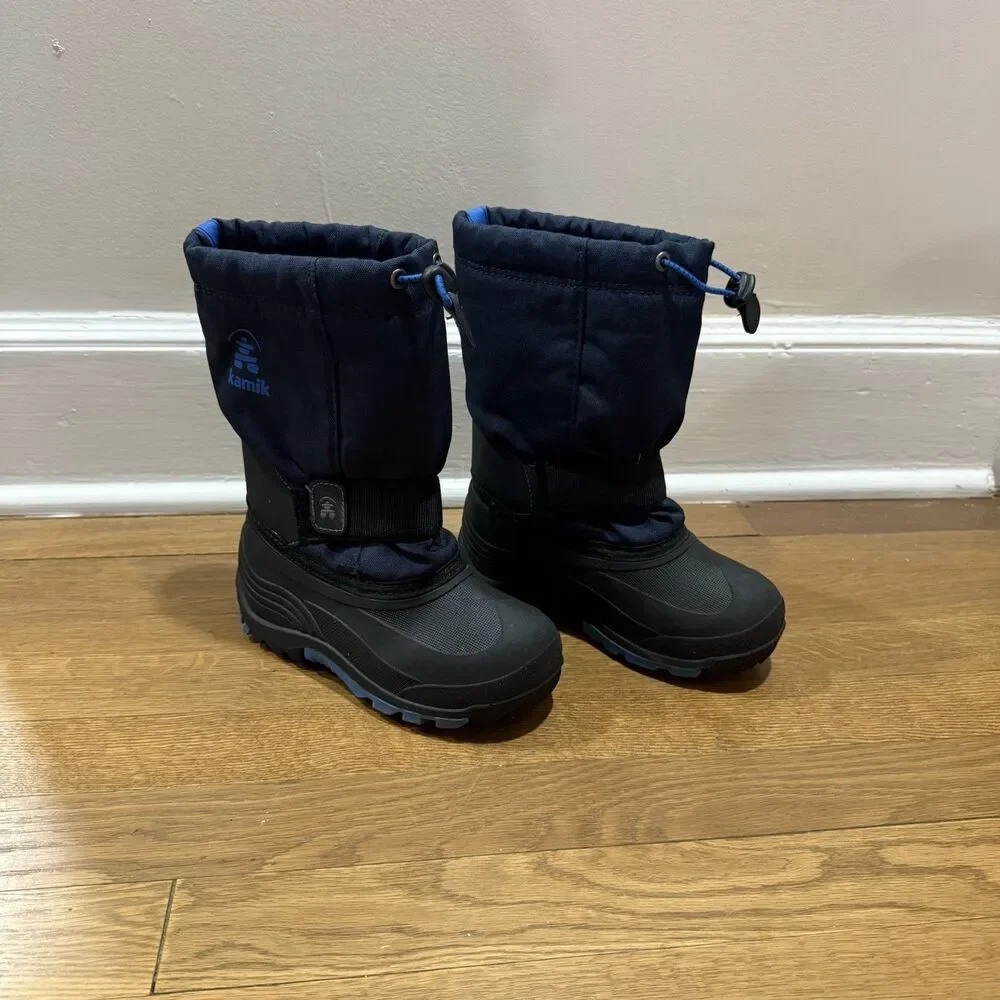 Kamik Kids Waterproof Insulated Ski Winter Snow Boots Navy Blue Black Sz 13